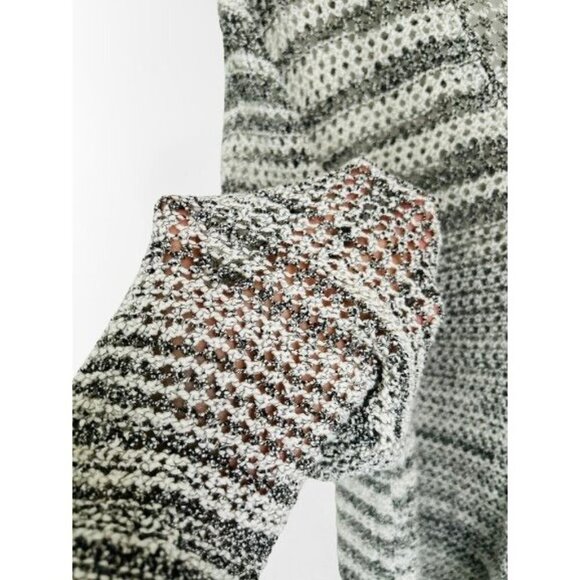 NIC + ZOE Open Knit Sweater V-Neck Tunic Gray White Oversized Sweater Size 2X - Picture 4 of 8